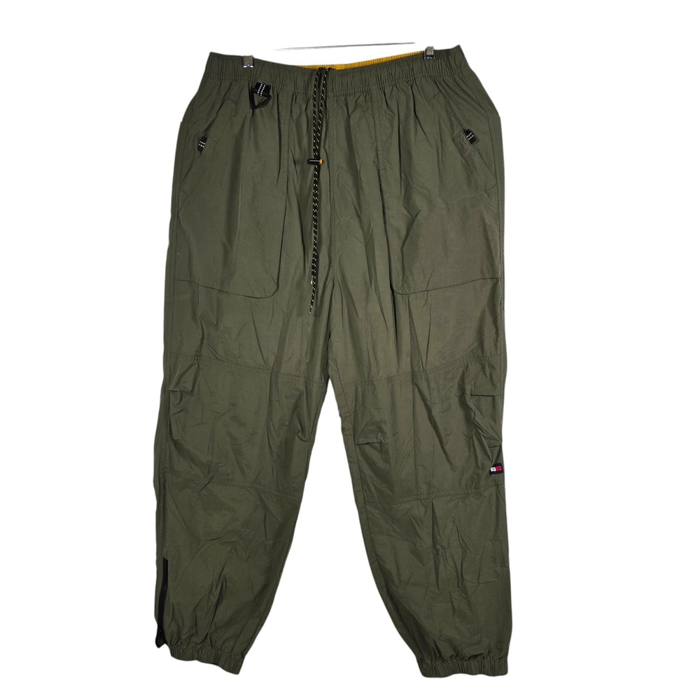 Tommy‎ Hilfiger Womens XL Olive Green Nylon Cargo Track Pants Vintage Y2K